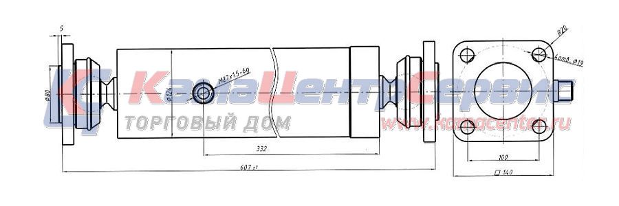 Гидроцилиндр подъема прицепа 7тн 3 штока ГИДРО-СЕРВИС 143-8603023