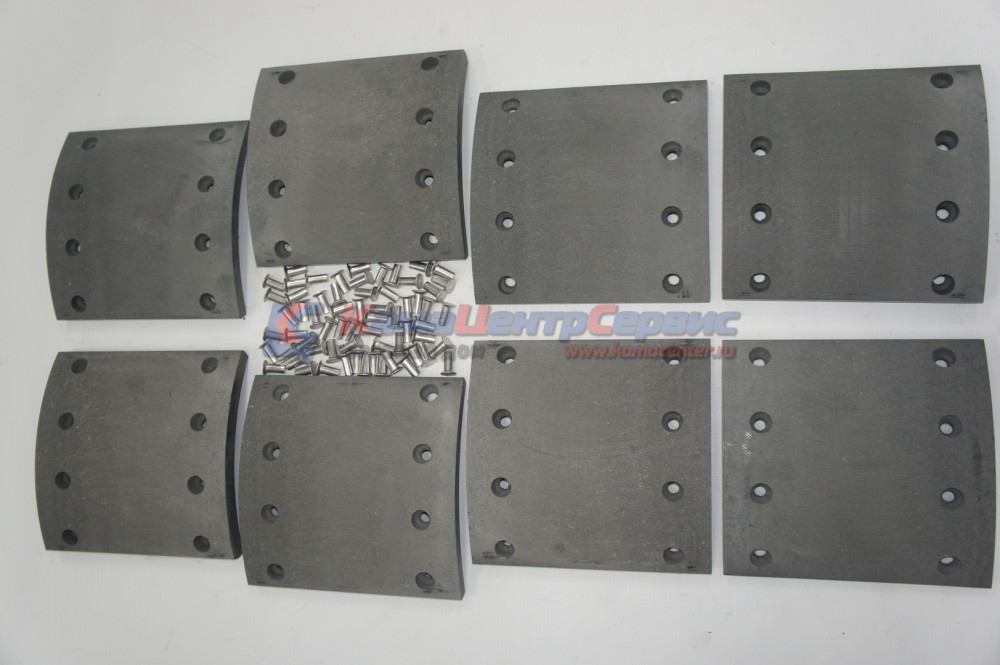 Р/к тормозных колодок НЕФАЗ п/прицеп (8шт. накладок 8х8 отв. + 64шт. заклепки) 9693-3501105