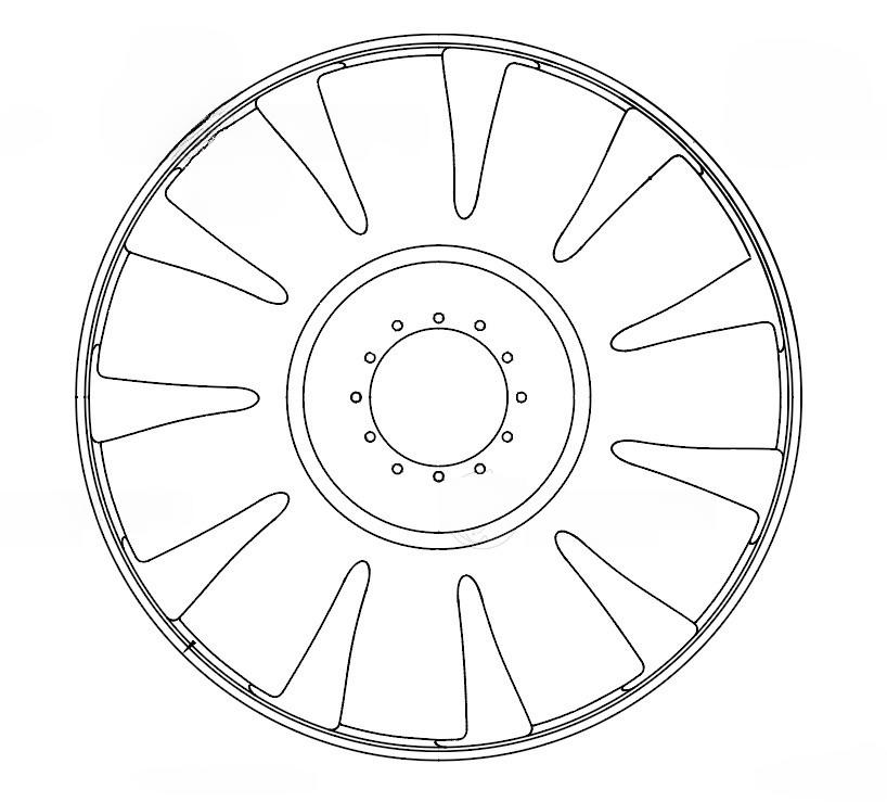 Крыльчатка вентилятора (d=670-650мм) с обечайкой 11 лопастей (дв. CUMMINC 6ISBe4) (LUZAR) LFB 0738